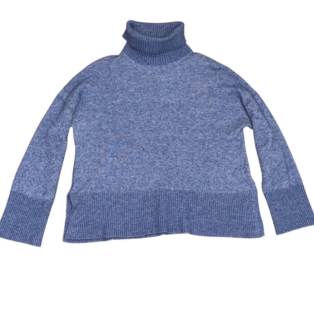 J.Crew Turtleneck Sweater sz S Blue Merino Alpaca Blend BD143 EUC Supersoft yarn